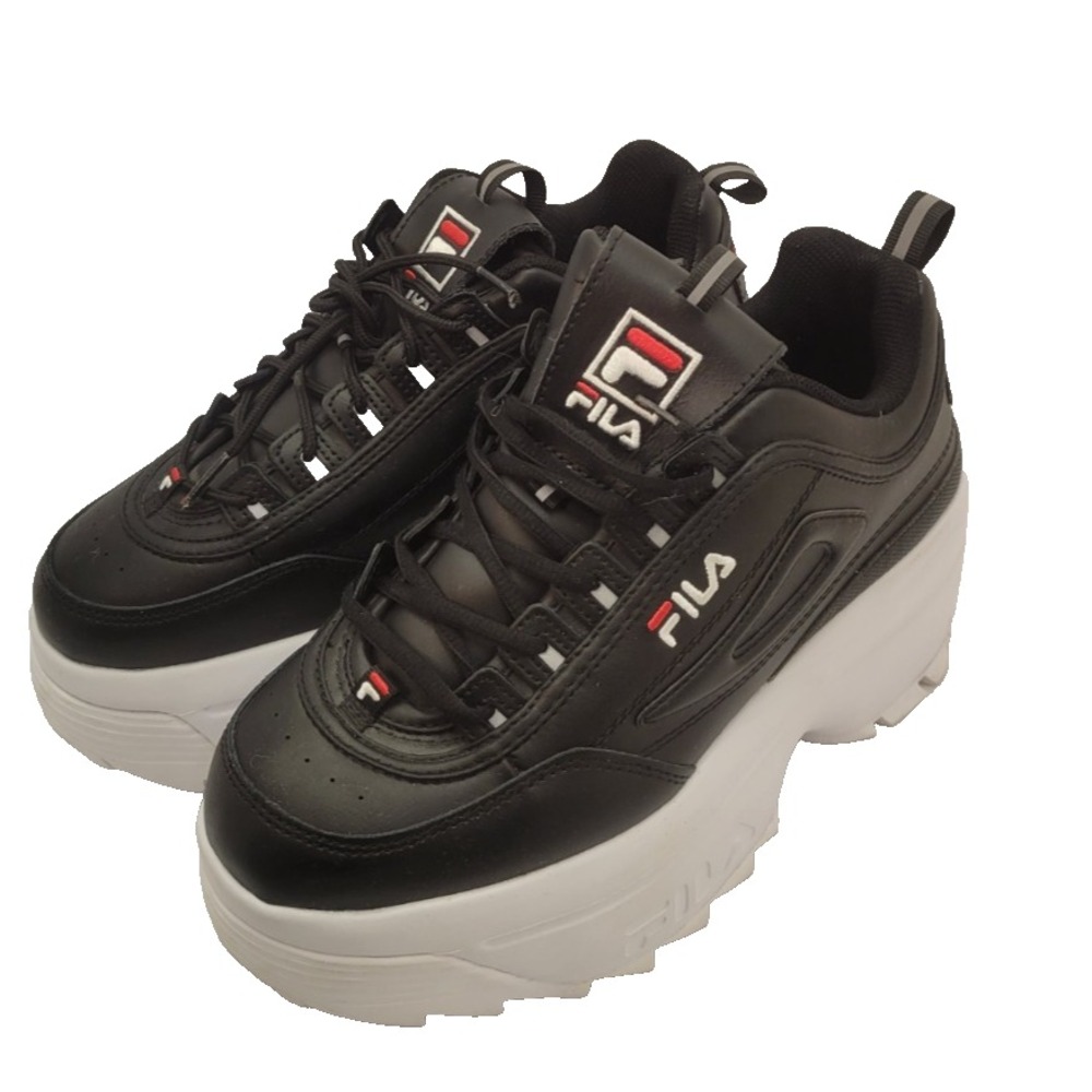 FILA Disruptor II Wedge Womens 10 Black White Platform Sneakers 5CM01842-014